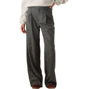 Gestuz - Gzpaula Melange MW Wide Pants - Donkergrijs - Pantalons