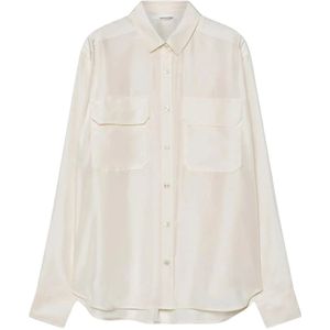 Pomandère, Dames, Blouses & Shirts, Beige, Maat: 2XS Zijde,