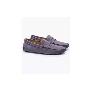 Tod's Grijze Nubuck Mocins met Gestikte Flap en Plateau - Maat 8 , Purple , Heren , Maat: 44 1/2 EU