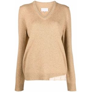 Maison Margiela, Dames, Truien, Beige, Maat: M Zijde,