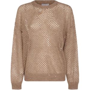 Brunello Cucinelli, Dames, Truien, Beige, Maat: L Katoen,