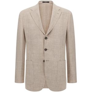 Boggi Milano, Heren, Jassen, Beige, Maat: S Linnen,