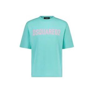 Dsquared2 Logo-Print T-Shirt , Green , Heren , Maat: L