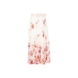 Zimmermann Witte Lightburst Bloemen Midi Rok , Multicolor , Dames , Maat: XS