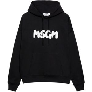 Msgm, Heren, Sweatshirts & Hoodies, Zwart, Maat: XL Katoen,