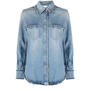 Chloé, Dames, Blouses & Shirts, Blauw, Maat: S Denim,