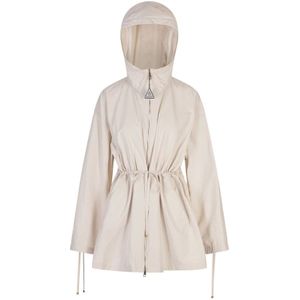 Moncler, Dames, Jassen, Wit, Maat: S Leer,