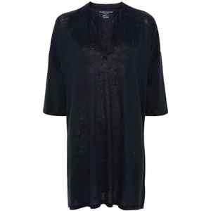 Majestic Filatures, Dames, Jurken, Blauw, Maat: S Linnen,