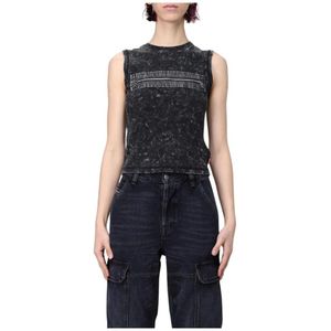Diesel, Dames, Tops, Zwart, Maat: XS