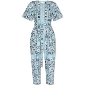 Tory Burch, Dames, Jumpsuits & Playsuits, Blauw, Maat: 2XS Katoen,