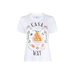 Casablanca Witte T-shirt met grafische print , White , Dames , Maat: M