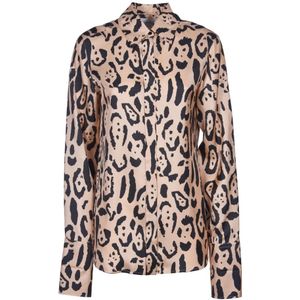 Sportmax, Dames, Blouses & Shirts, Bruin, Maat: XS Zijde,