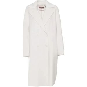 Max Mara Studio, Dames, Mantels, Wit, Maat: XS Wol,
