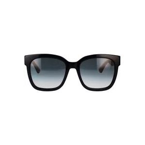 Gucci Rechthoekige zonnebril met glittergroene pootjes , Black , Dames , Maat: 54 MM