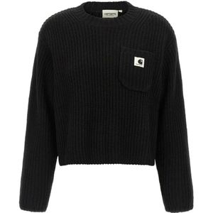 Carhartt Wip, Dames, Truien, Zwart, Maat: XS Wol,