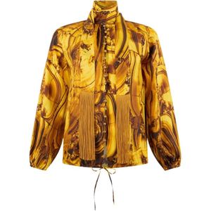Roberto Cavalli, Dames, Blouses & Shirts, Geel, Maat: XS Zijde,