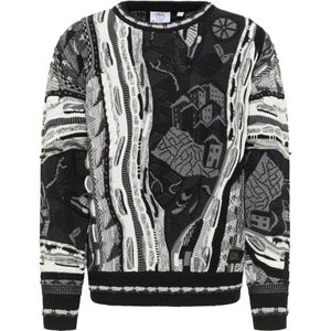 Carlo Colucci - Moderne Jacquard Trui - Zwart - Heren