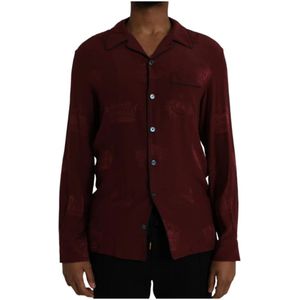 Dolce & Gabbana, Heren, Overhemden, Bruin, Maat: S Zijde,