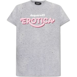 Dsquared2, Heren, Tops, Grijs, Maat: M Katoen,