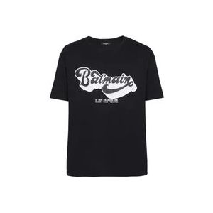 Balmain Jaren 70 T-shirt , Black , Heren , Maat: 2XS