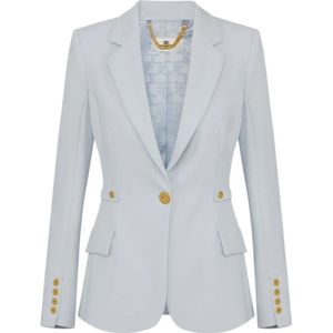 Elisabetta Franchi, Dames, Jassen, Blauw, Maat: 2XS Satijn,