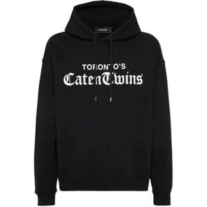 Dsquared2, Heren, Sweatshirts & Hoodies, Zwart, Maat: XL Katoen,