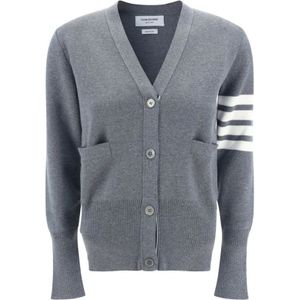 Thom Browne, Dames, Truien, Grijs, Maat: 2XS Wol,