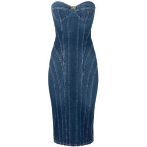 Elisabetta Franchi, Dames, Jurken, Blauw, Maat: XS Denim,