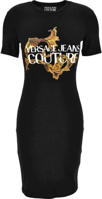 Versace Jeans Couture - Jurk - Zwart - Met Print en Glinsterende Applicaties