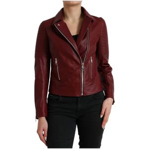 Dolce & Gabbana - Bordeaux Biker - Leren Jas - Rood