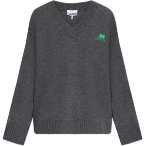 Ganni, Dames, Truien, Grijs, Maat: 2Xs/Xs Wol,