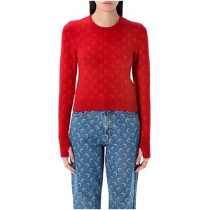 Marine Serre, Dames, Truien, Rood, Maat: M Viscose,