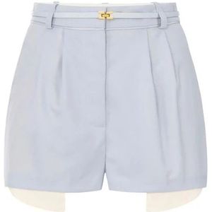 Elisabetta Franchi, Dames, Korte broeken, Blauw, Maat: XS Satijn,