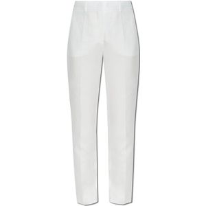 Sportmax, Dames, Broeken, Wit, Maat: S Linnen,