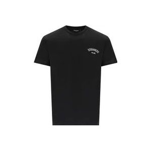 Dsquared2 Milano Cool Fit Zwart Katoenen T-shirt , Black , Heren , Maat: XS