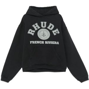 Rhude, Heren, Sweatshirts & Hoodies, Zwart, Maat: M