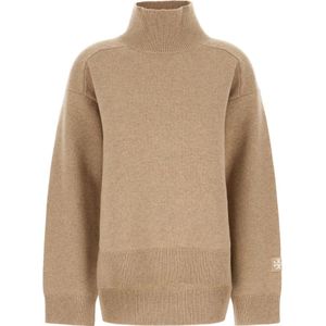 Tory Burch, Dames, Truien, Beige, Maat: S Wol,