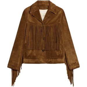 Golden Goose, Dames, Jassen, Bruin, Maat: XS Leer,