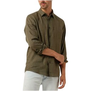 Drykorn, Heren, Overhemden, Groen, Maat: S Linnen,