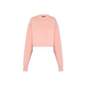 Balmain Sweatshirt met Vintage borduurwerk , Pink , Dames , Maat: M