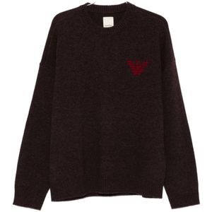 Emporio Armani, Heren, Truien, Paars, Maat: M Wol,