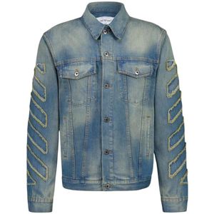 Off White, Heren, Jassen, Blauw, Maat: M Denim,