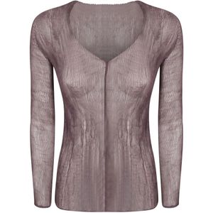 Issey Miyake, Dames, Blouses & Shirts, Bruin, Maat: M Chiffon,