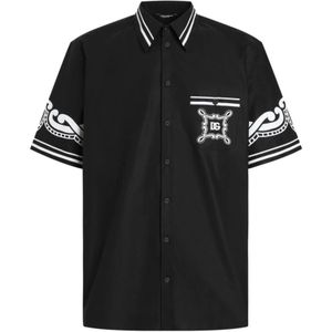 Dolce & Gabbana, Heren, Overhemden, Zwart, Maat: M Katoen,