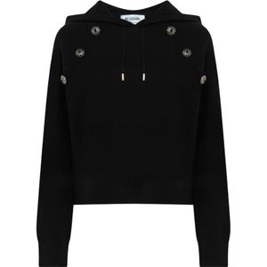 Blugirl, Dames, Sweatshirts & Hoodies, Zwart, Maat: M Fleece,