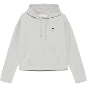 Ami Paris, Dames, Sweatshirts & Hoodies, Grijs, Maat: 2XS Katoen,