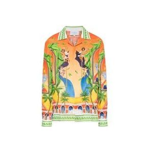 Casablanca Stijlvolle Oranje Trophy Print Overhemd , Orange , Heren , Maat: M