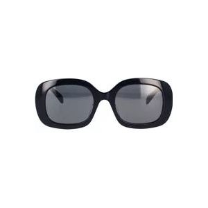Celine Geometrische zonnebril met donkergrijze lenzen , Black , Dames , Maat: 53 MM