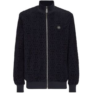 Philipp Plein, Heren, Sweatshirts & Hoodies, Blauw, Maat: S Katoen,