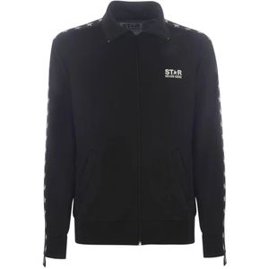 Golden Goose, Heren, Sweatshirts & Hoodies, Zwart, Maat: XL Poliester,